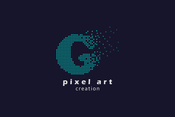 G letter logo. Logotype vector design. collection pixel art