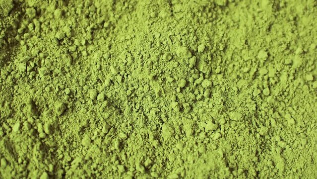 Matcha powder green tea background. Superfood. Healthy drinks. Top view.
