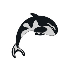 Naklejka premium Killer whales in a minimalistic style on a transparent background. Isolated. Design element. 