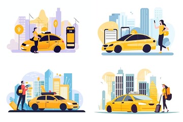 taxi cab set, ai generative