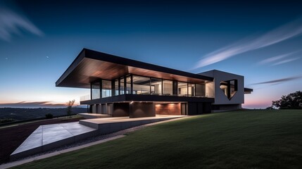 Luxurious Modern Dream Home Showcasing Sleek Minimalist Architecture and Breathtaking Landscape in High-Quality Architectural Photography