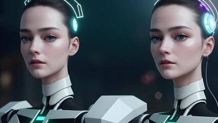 A fantastic creature, an android robot from the future, created with the help of artificial intelligence.