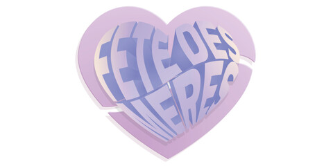 French Happy mothers day in a heart shape on a white background - modern typography design
