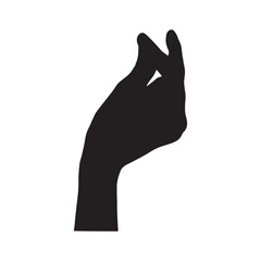 Finger snap gesture vector. Silhouette hand isolated on a white background.