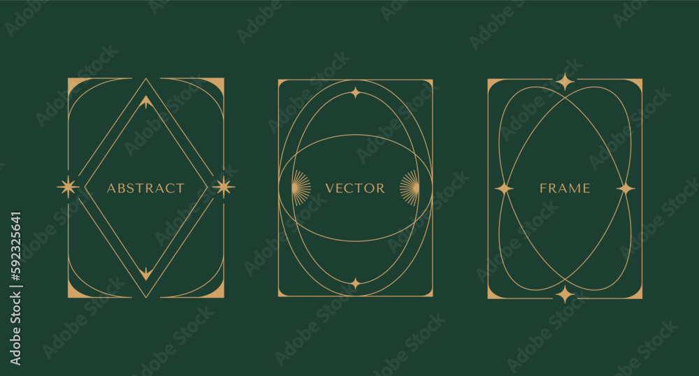 Poster Vector set of linear frames and borders - abstract design elements for decoration or logo design