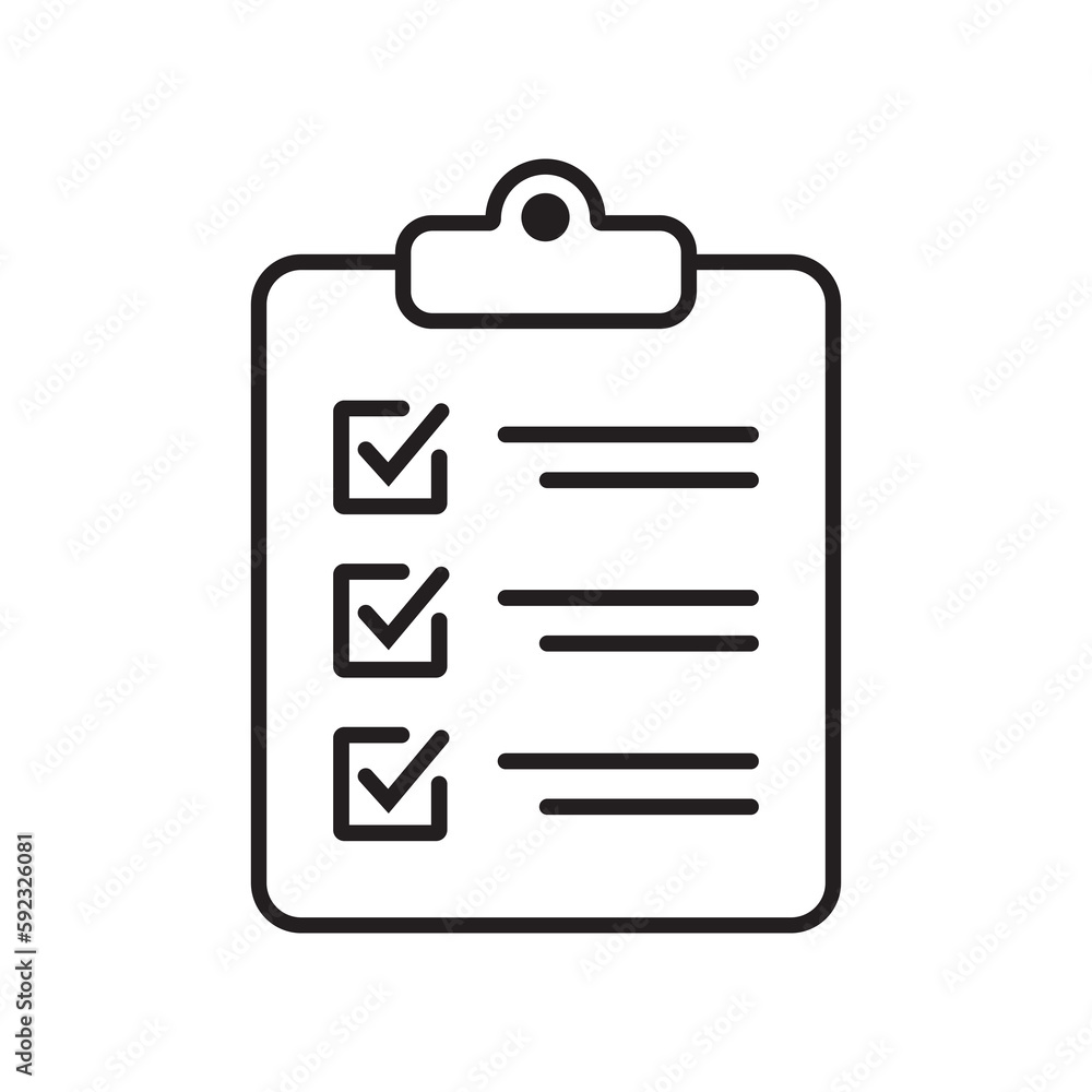 Poster clipboard and checklist icon. project management, questionnaire line icon. to do list vector icon fo