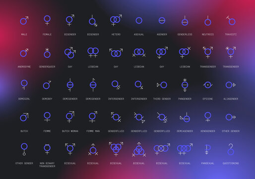 Gender and sexual orientation identity vector symbol sign icons