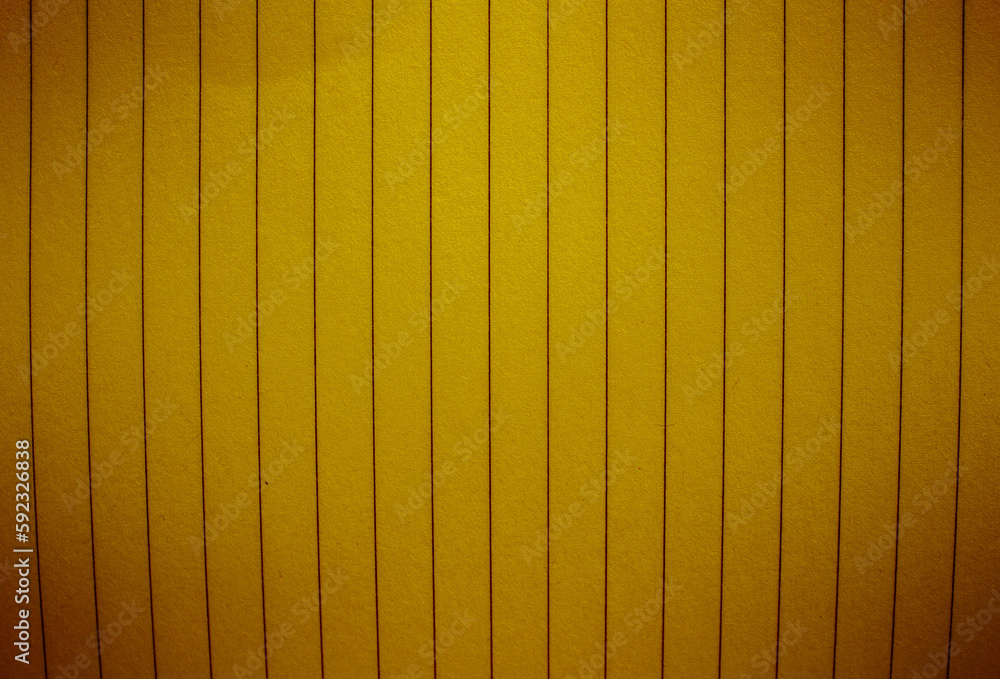 Poster yellow lined notebook page sheet with copy space. paper texture background.