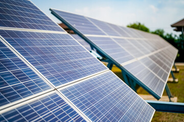 Solar panel, photovoltaic, alternative electricity source - concept of sustainable resources.