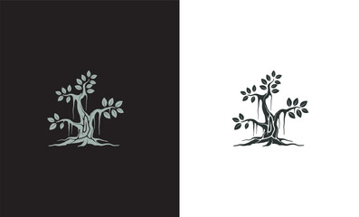 banyan tree vector image. beautiful plant with the roots