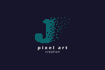 J letter logo. Logotype vector design. collection pixel art