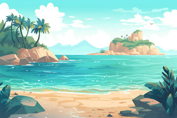 Summer beach background with tropical vibe. Generative AI