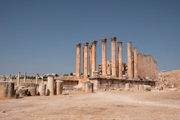 Temple of Artemis inside the archaeological site of Jerash, Jordan, Middle East