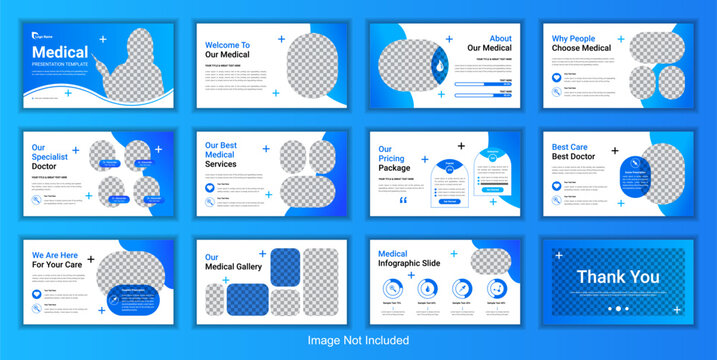 Medical business powerpoint presentation slide template design set minimal hospital business brochure template
