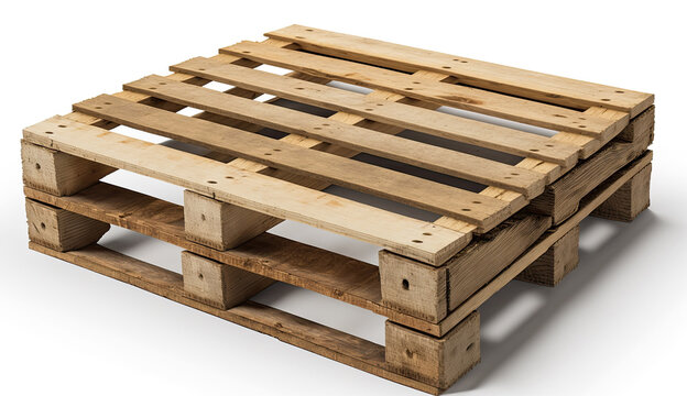 Wooden pallet isolated on white background with Generative AI Technology