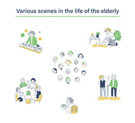 シニア世代のさまざまなライフシーン　セット
