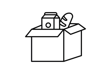 Food donation icon illustration. box with food. Icon related to charity. Line icon style. Simple vector design editable