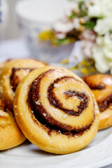 Kanelbulle - swedish cinnamon rolls on the table.