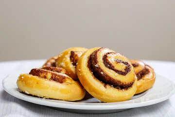 Kanelbulle - swedish cinnamon rolls on the table.