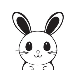 Coloring page of cute bunny on white background
