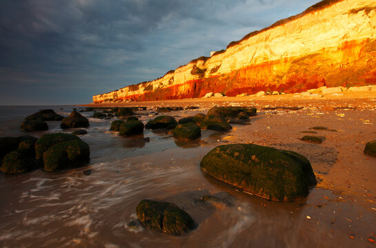 Midsummer evening sunlight on cliffs at Hunstanton, Norfolk