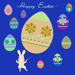 Frohe Osterbanner-Hintergrund. Osterhase und Ei