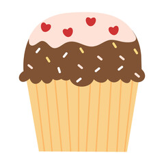 Birthday Cake Cartoon Illustration. Doodle cake, cupcake for a happy birthday celebration