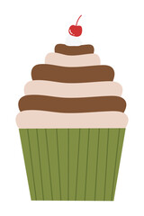 Birthday Cake Cartoon Illustration. Doodle cake, cupcake for a happy birthday celebration