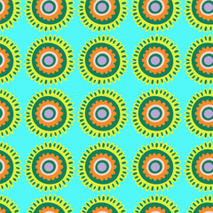 Abstract chamomile flower seamless pattern. Creative floral endless background.