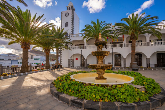 View of Town Hall tower in San Bartolome, Lanzarote, Las Palmas