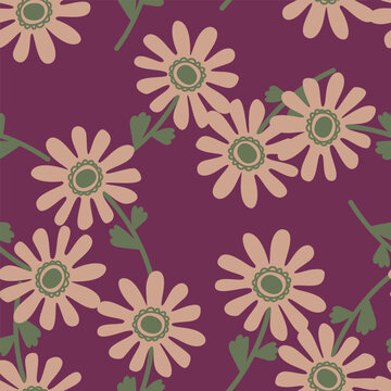 Naive flower seamless pattern. Cute floral endless background.