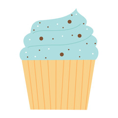 Birthday Cake Cartoon Illustration. Doodle cake, cupcake for a happy birthday celebration