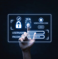 Two-factor authentication 2FA security. Personal data security