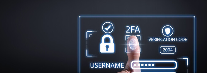 Two-factor authentication 2FA security. Personal data security