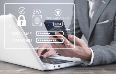 Two-factor authentication 2FA security. Personal data security