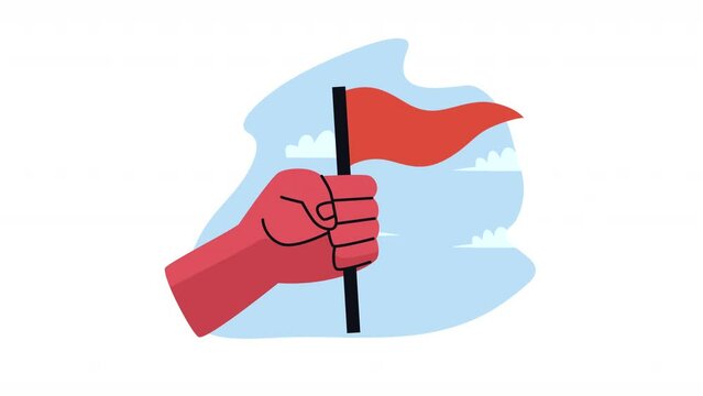 hand human waving flag animation