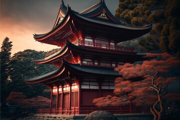 nice picture of a beautiful landscape and an old pagoda