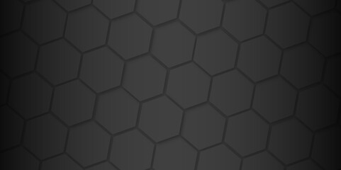 Black Background with Hexagons. Metal Black Background with Hexagons. Iron Pattern. Abstract Modern Design. Vector Illustration,
