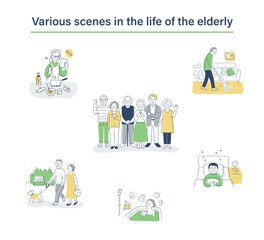 シニア世代のさまざまなライフシーン　セット