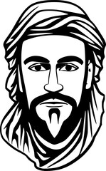 Portrait of an Arab man wearing a traditional turban.