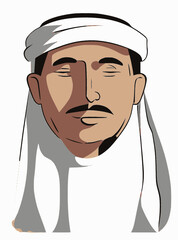 Portrait of an Arab man wearing a traditional turban.