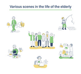 シニア世代のさまざまなライフシーン　セット
