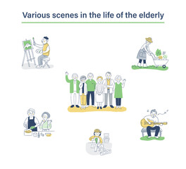 シニア世代のさまざまなライフシーン　セット