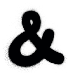 graffiti fat ampersand symbol sprayed in black over white