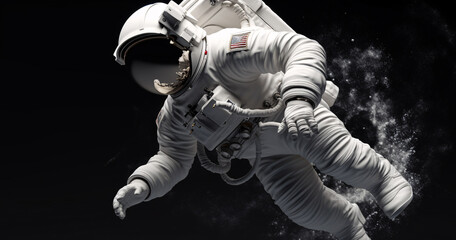 Obraz na płótnie Canvas an astronaut in a spacesuit flying through the air