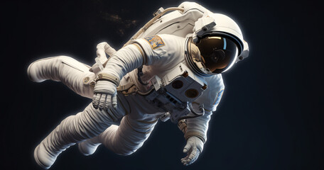 an astronaut in a spacesuit floating in the air