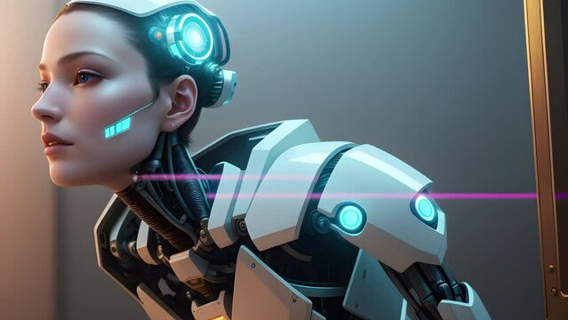 A fantastic creature, an android robot from the future, created with the help of artificial intelligence.