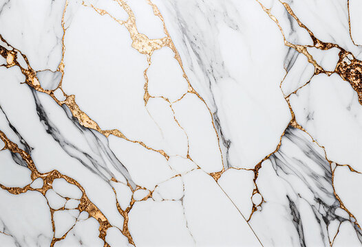 Texture marbre blanc, nervures dor&eacute;es, fond d'&eacute;cran, papier peint. AI generation