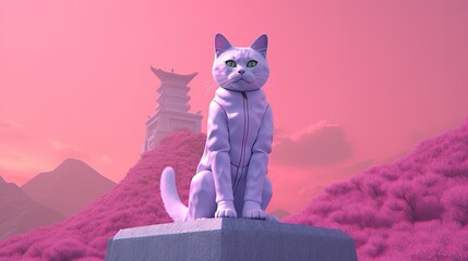  a dbz style cat in a certic outift, vaporwave, 8k, photorealistic, ultra realistic, generative ai