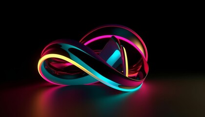 Neon Lights Glowing Vaporwave Outrun Generative AI